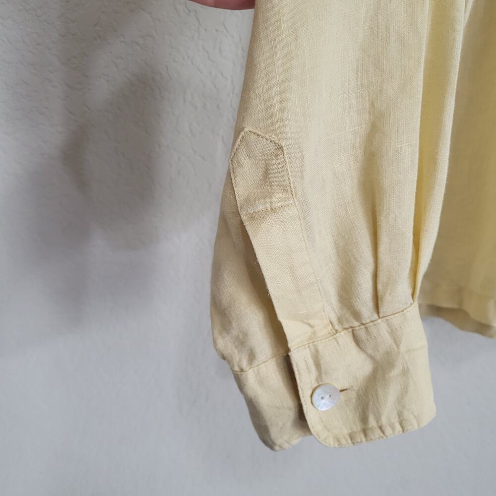 Chico's 100% Linen Button Up Shirt Women's XL 16 Chicos 3 Butter Yellow Casual - Picture 8 of 13